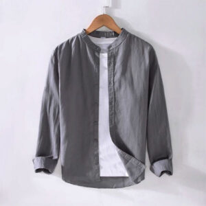 Ban Collar Shirt Grey