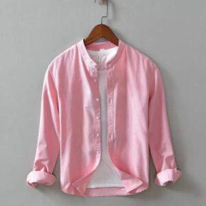 Ban Collar Shirt Light Pink