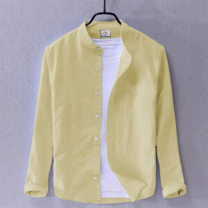 Ban Collar Shirt Yellow