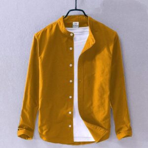 Ban Collar Shirt Mustard