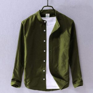 Ban Collar Shirt Olive