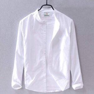 Ban Collar Shirt White